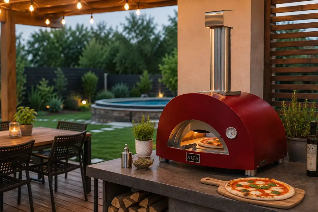 Alfa Forni 1 Pizza červená – večerní zahrada