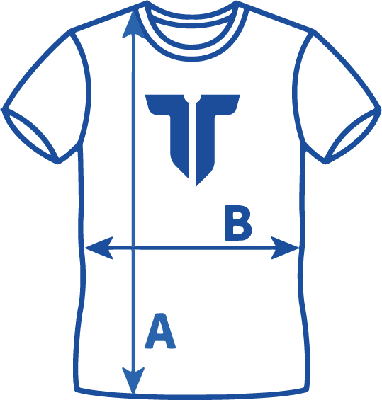 Nákres trička – rozměry A a B